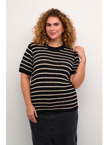 KAFFE curve Strickpullover KCisabel in Black/Antique white Stripe