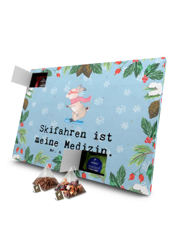 Mr. & Mrs. Panda Tee-Kalender Hase Skifahren mit Spruch in Eisblau