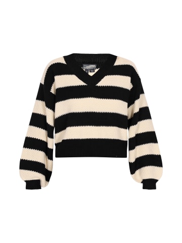 DreiMaster Damen Pullover in Schwarz Creme Streifen
