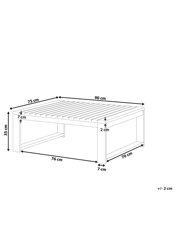 Beliani Gartentisch TIMOR in Braun - (W) 75 x (H) 35 x (L) 90 cm