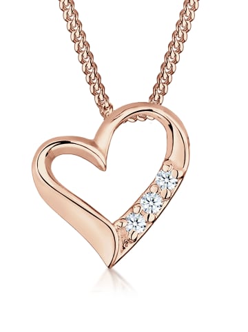 Elli DIAMONDS  Halskette 925 Sterling Silber Herz in Rosegold