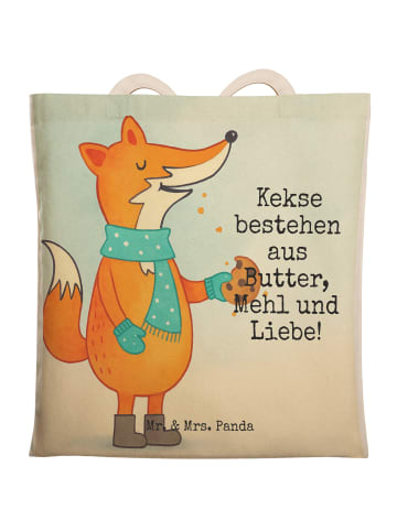 Mr. & Mrs. Panda Einkaufstasche Fuchs Keks Design mit Spruch in Weiß