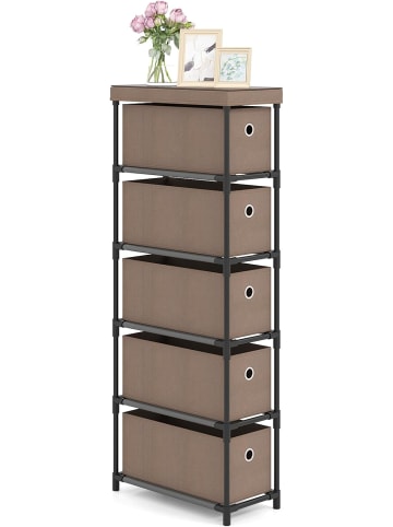 COSTWAY Schmaler Kommode mit 5 Schubladen in Braun