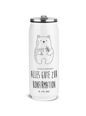 Mr. & Mrs. Panda Trinkflasche Bär Konfirmation mit Spruch in Weiß