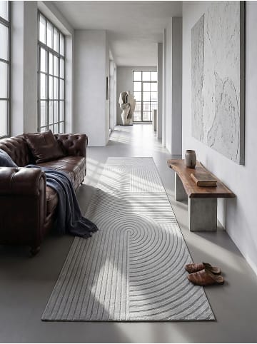 KADIMA DESIGN Läufer Geometrisch pflegeleicht Wohnzimmer Schlafzimmer Flur Esszimmer in Grau
