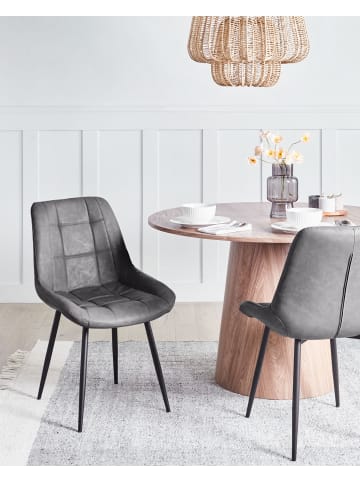 Beliani 2er-Set Esszimmerstuhl MELROSE in Grau/Schwarz