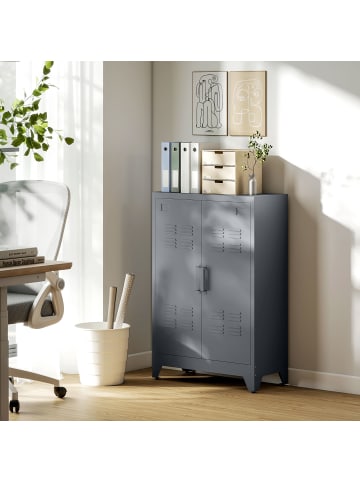 HOMCOM Aktenschrank-75B x 33T x 110H cm-Grau