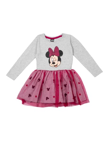 United Labels Disney Minnie Mouse Kleid Kleidchen Mesh Rock langarm in grau/rosa