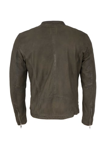 FREAKY NATION Lederjacke Lammleder in Oliv