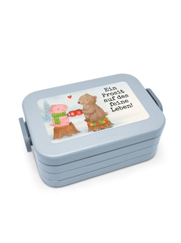Mr. & Mrs. Panda Brotdose Glühschwein Sause Design mit Spruch in Blau Pastell