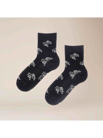 Kunert Socken Ajour Flowers Blumenmuster in Black