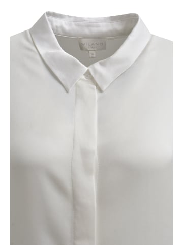 Milano Italy Bluse mit Kragen und Knopfleiste in Offwhite