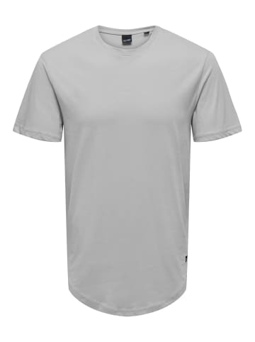 Only&Sons Langes Rundhals T-Shirt Kurzarm Shirt ONSMATT Stretch Basic in Grau-2