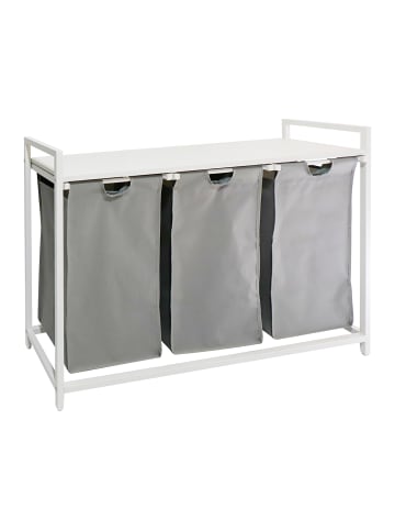 relaxdays Wäschesammler in Grau/ Weiß - (B)109,5 x (H)73,5 x (T)33 cm