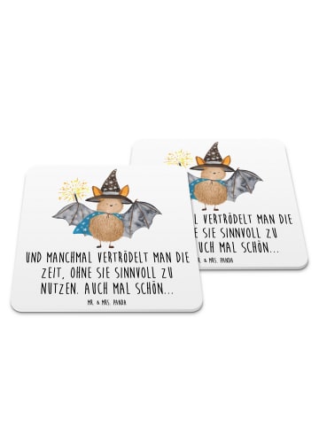 Mr. & Mrs. Panda Untersetzer Fledermaus Zauberer mit Spruch in Weiß