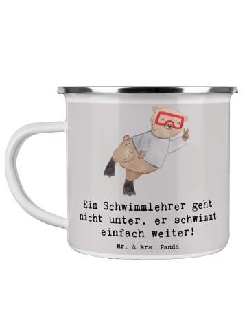 Mr. & Mrs. Panda becher emaille Schwimmlehrer Motivation mit Spruch in Grau Pastell