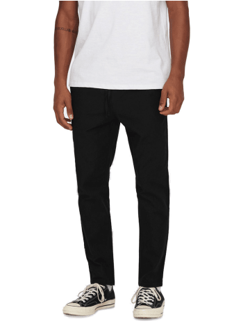 Only&Sons Jogginghose ONSLINUS CROP LIN tapered in Schwarz