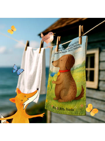 Mr. & Mrs. Panda Kinderhandtuch Hund Blume Design mit Spruch in Weiß
