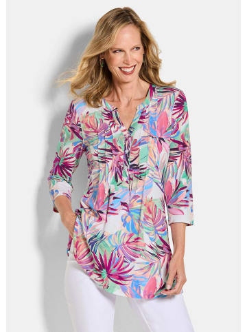 GOLDNER Kurzgröße:  Sommertunika mit Palmenmuster in bunt / gemustert