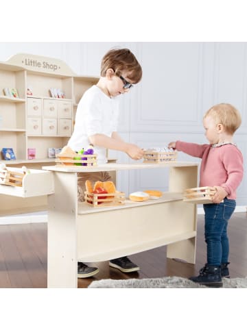 roba Großer Kaufladen aus Holz natur mit 6 Schubladen, Theke & Seitentheke