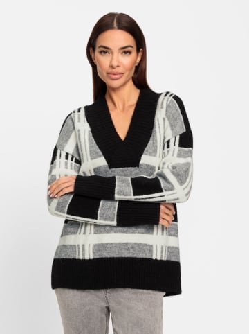 Heine Pullover in schwarz-ecru-gemustert