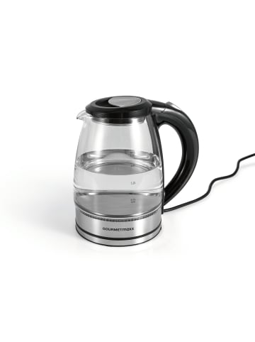 Gourmet Maxx Glas-Wasserkocher 1,8l 1800W schwarz/silber Schwarz
