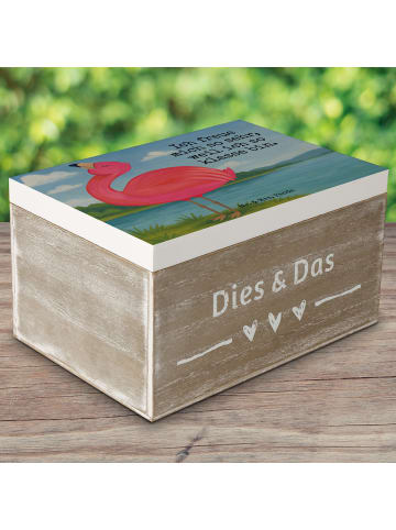 Mr. & Mrs. Panda Geschenkbox Flamingo Stolz Design mit Spruch in Weiß
