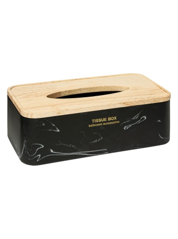 5five Simply Smart Taschentuchbox LEA in Schwarz, (B) 13,3 x (H) 8,6 x (L) 25 cm