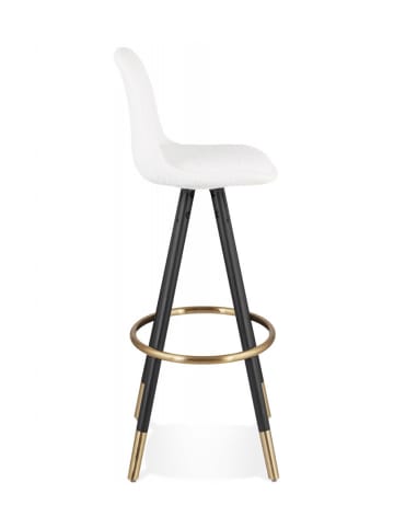 KADIMA DESIGN Barhocker aus Holz mit weißem Pillingstoff Sitz 75cm | Modernes Stil