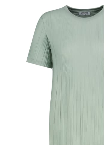 Sublevel Geripptes Kleid mit kurzem Arm und Rundhalsausschnitt in Grün