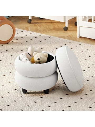 COSTWAY Sitzhocker mit Stauraum 20L in Weiß