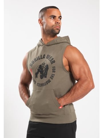 Gorilla Wear Ärmelloser Marshall-Hoodie – Armeegrün – Größe M