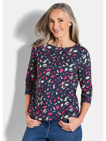 GOLDNER Kurzgröße:  Florales Jerseyshirt, Paisley-Muster in marine / gemustert