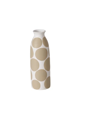 Boltze Keramikvase mit grafischem Muster PUNKTY in Beige, 28 cm