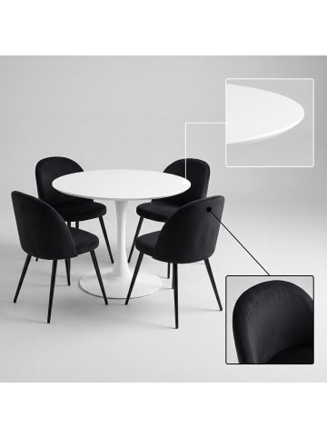 ebuy24 Essgruppe Carry (5-teilig) Weiß, schwarz 110 x 110 cm