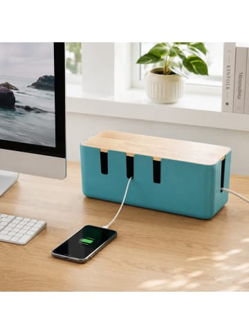 relaxdays Kabelbox in Mint - (B)30,5 x (H)11,5 x (T)12,5 cm