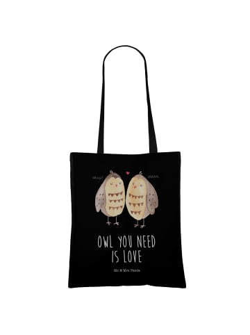 Mr. & Mrs. Panda Schultasche Eulen Liebe mit Spruch in Schwarz