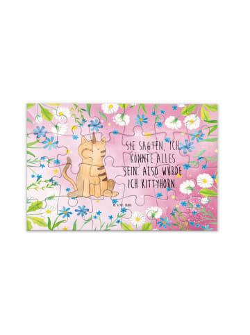 Mr. & Mrs. Panda Puzzle Einhorn Katze mit Spruch in Rot Pastell