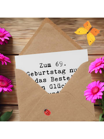 Mr. & Mrs. Panda Grußkarte Spruch 69. Geburtstag Glück mit Spruch in Weiß