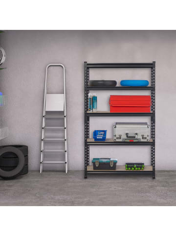 relaxdays 2 x Schwerlastregal in Schwarz - (B)80x (H)157 x (T)41 cm