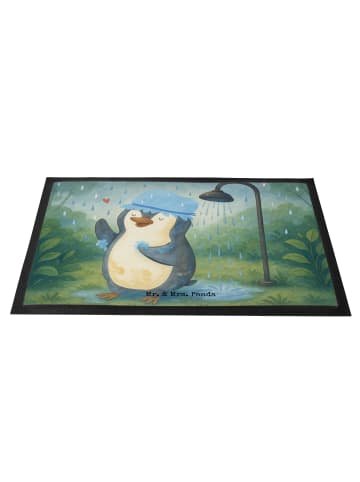 Mr. & Mrs. Panda Fußabtreter Pinguin Duschen Design ohne Spruch in Weiß