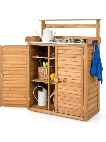 COSTWAY Pflanztisch mit Unterschrank 87x45x120cm in Beige