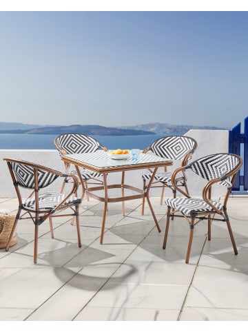 Beliani 4er-Set Esszimmerstuhl CASPRI in Schwarz/Weiß/Braun