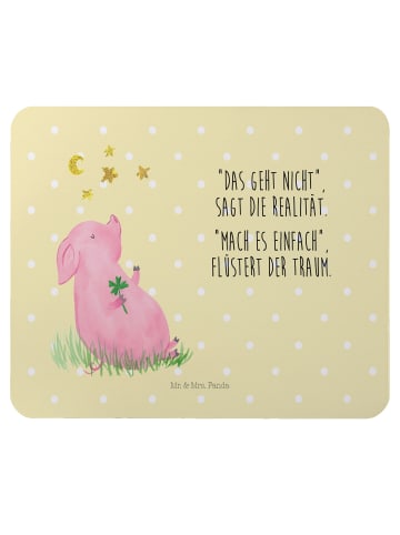 Mr. & Mrs. Panda Mousepad Schwein Glück mit Spruch in Gelb Pastell