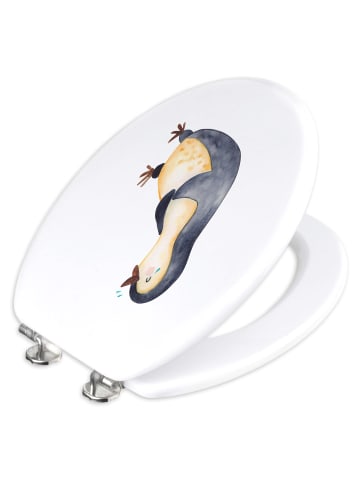 Mr. & Mrs. Panda Motiv Toilettendeckel Pinguin Lachen ohne Spruch in Weiß