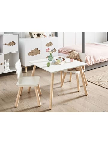 Beliani 3-tlg Kindertisch mit Stühlen WRINGLEY in Weiß/Braun