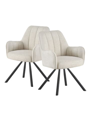 DUBI Möbel 2er-Set: Drehstuhl THOMAS-ELLA in Cremeweiß - (B)58 x (H)87 x  (T)62 cm