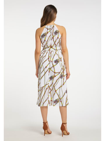 faina Damen Elegantes Midikleid in Weiss