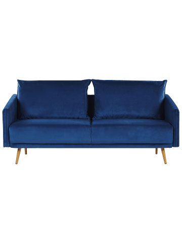 Beliani 3-Sitzer Sofa MAURA in Blau/Gold - (W) 185 x (H) 83 x (L) 78 cm