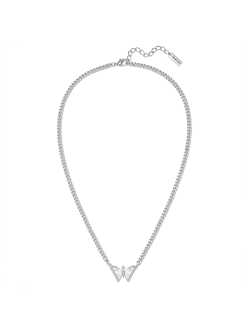 Yokoamii Kette Schmetterling aus Messing mit Zirkonia Perlmutt in silber